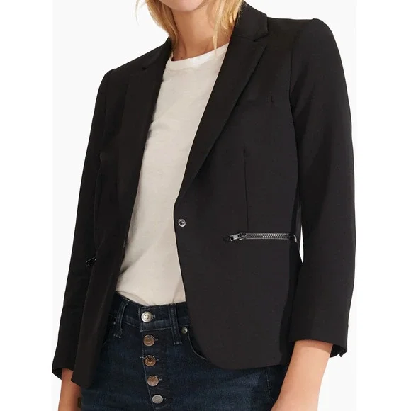 NWT Veronica Beard 0 Core Schoolboy $645 Scuba Blazer Dickey Jacket Fitted Black - Picture 13 of 16
